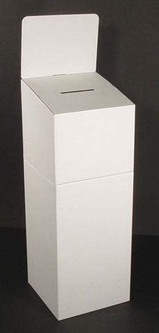 Cardboard Ballot Box with Header, Floorstanding or Countertop - White 119572
