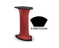 Trade Show Display Podium with Stretch Nylon Skirt in Ruby Red 119628