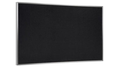 48” x 36” Rubber Bulletin Board –for Wall Mount, Solid Black Surface - Silver 119961