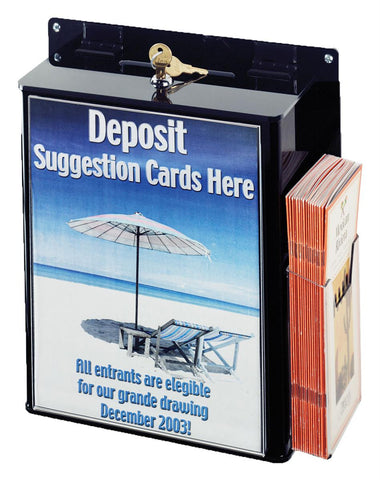 Ballot Box with 8.5 x 11 Frame, Side Pocket, Lock, Wall Mount - Black 120035