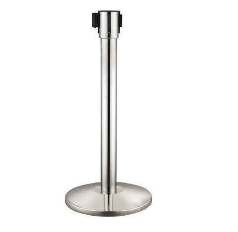 Crowd Control Stanchion Queue Barrier Post Black Strap 17' Retractable 3" post