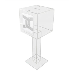 Clear Plexiglass Acrylic Large Floor Standing Tithing Box Ballot Box Church Donation with Sign Holde