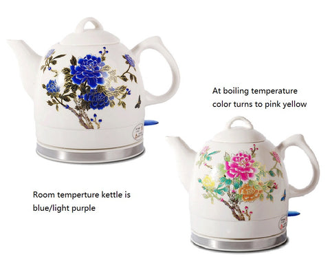 Ceramic Electric Kettle Peony Electric Ceramic Kettle 2 tone Ceramic Teapot