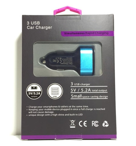 Car Multipurpose 3 USB AC/DC Charger Adapter Samsung Galaxy Andriod iPhone 15372