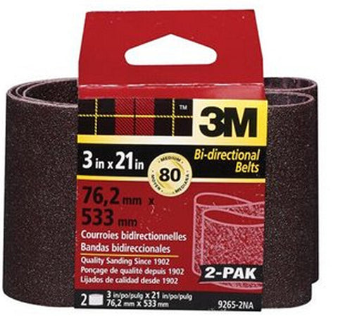 3M 9265NA-2 3" X 21" MEDIUM SAND PAK BELTS 2PK 17082