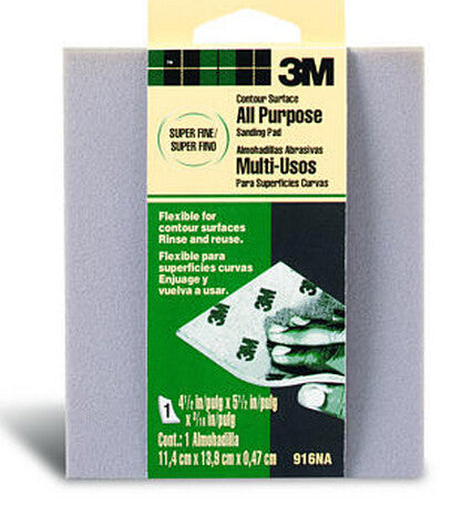 3M 916DC-NA 4-1/2" X 5-1/2" X 3/16" EXTRA FINE CONTOUR SOFTBACK SANDING SPONGE 17114