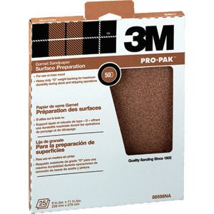 3M 88598NA 9" X 11" 50D GARNET SANDPAPER 25PK 17179