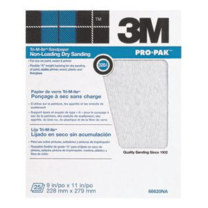 3M 88620NA 9" X 11" 320A TRI-M-ITE FRE-CUT SANDPAPER 25PK 17180