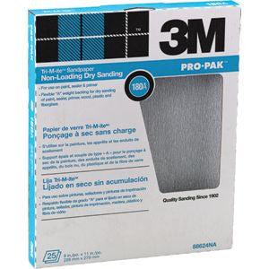 3M 88624NA 9" X 11" 180A TRI M ITE FRE CUT SANDPAPER 25PK 17182
