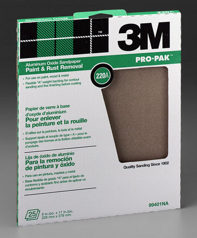 3M 99422NA 9" X 11" 220A WETORDRY SANDPAPER 25PK 17194
