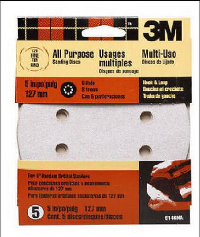 3M 09147 5" 80 GRIT 8 HOLE DUST FREE QUICK CHANGE DISCS MEDIUM 5PK 17239