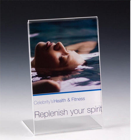 5.5 x 8.5 Acrylic Sign Holder with Slant Back Design - Clear 19006