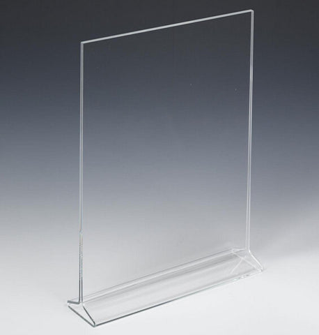 11 x 14 Acrylic Sign Holder for Tabletops, Top Insert, T-style - Clear 19080