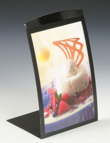 5.5 x 8.5 Sign Holder for Tabletop, with Magnetic Lens, Curved - Black 19123