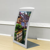8.5X11 Sign Holder Picture Frame for Tabletop Magnetic Lens, Curved - Silver 19124