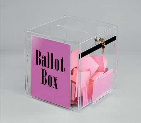 12.0" x 12.0" x 12.0" Acrylic Ballot Box with Lock 8.5" x 11" Sign Holder - Clear 19234