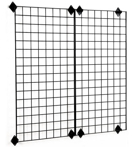 24 x 48 Wall Mounted Gridwall Panels, Set of 2   Black 19353