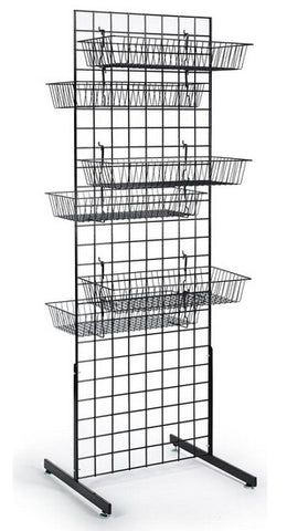 Metal Gridwall Towers, Set of (2), Includes (12) Baskets   Black 19355