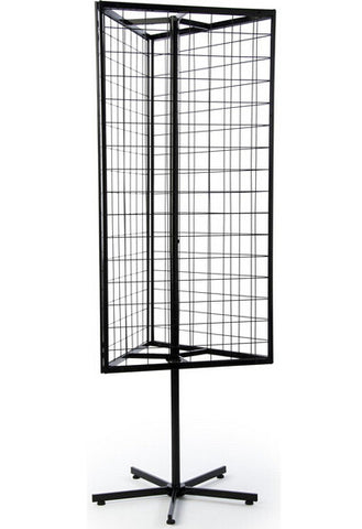 3 Sided Gridwall Fixture, Star Shaped Base w/ Levelers   Black 19362