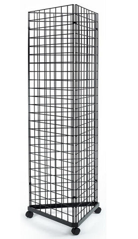 3 Sided Gridwall Fixtures, Set of (2), Wheeled Bases   Black 19366