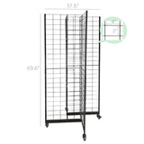 Four-Sided Gridwall Display Rack Black 3X4" Grid 4-Way Floor Stand Tradeshow 19368