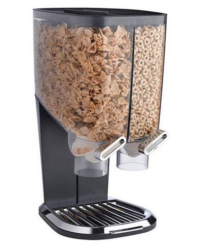 2.2 Gallon Food Dispenser, 2 Compartments, Portion Control - Black 19503