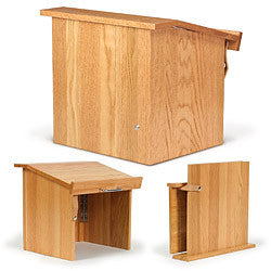14 Tabletop Portable Podium with Folding Design, Oak Wood Light Stain 19599