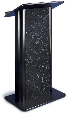 26.75" Podium for Floor, 49" Tall, Aluminum MDF - Black with Black Marble Panel 19631