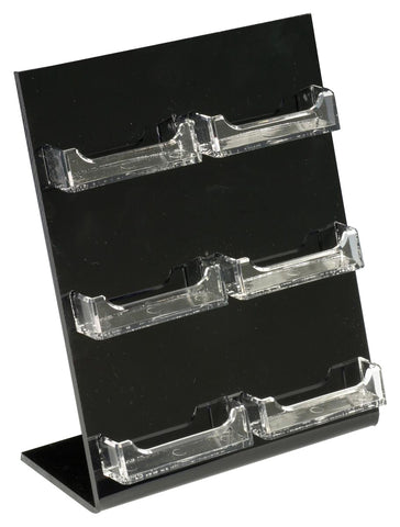 6-Pocket Acrylic Business Card Holder for Tabletop, Slant Back, Open Pockets - Black 19759