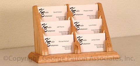 3-Tiered Business Card Holder for Tabletops, 6 Pockets, Wood - Oak 19762