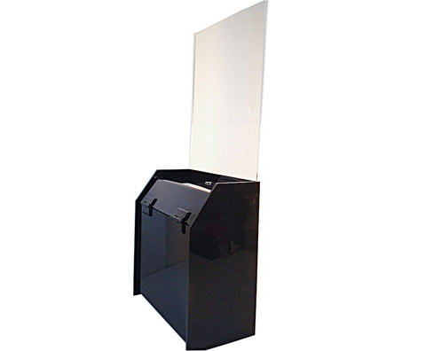 Black Acrylic Locking Charity Box with 8.5 x 11 Sign Holder 20032