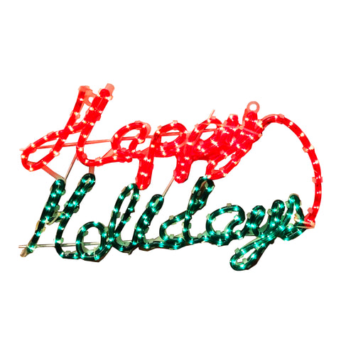 Happy Holidays Window Yard Door Sign with Rope Light 23x13" HappyHolidays