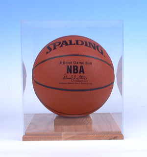 Acrylic Basketball Display case with Oak Base 100028