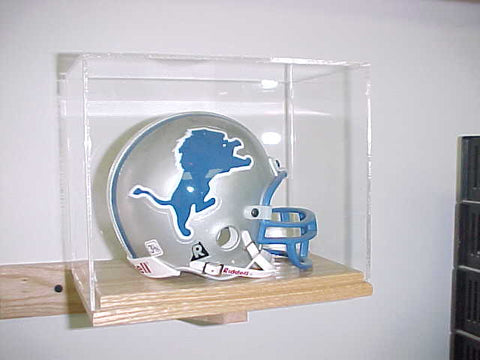 Mini Football Helmet Display case with A Oak Base 100038