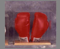 Double Boxing glove display case with Oak base 100045