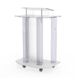 Acrylic Podium Wood Pulpit Large Lecterm for Church School Conference Plexiglass 1803 4 ASSEMBLED