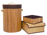 Bamboo Laundry Hamper Bamboo Clothes Bin Natural Storage Basket Organizer Set