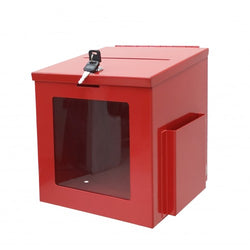 Red Tithing Donation Box Suggestion Fundraising Check Drop 8.4W x 9.5H x 8D