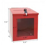 Red Tithing Donation Box Suggestion Fundraising Check Drop 8.4W x 9.5H x 8D
