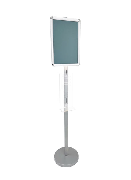 FixtureDisplays Floor Standing Signage Frame 11 x 17 Media Size With Mounting Plate for Sanitizer Dispenser 10050