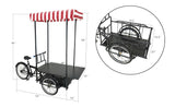 FixtureDisplays? 24 Tire Black Tricyle Vending Cart Ice-cream Wagon Flower Cart Kiosk Farmers Market Booth Collapsable Back 10052