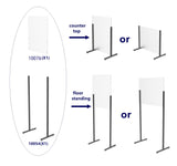 28X25X16 Sneeze Guard Plexiglass Clear Acrylic with Metal Frame Tabletop Floor 10054+10076