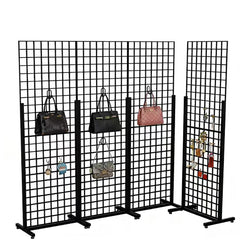 Metal Stand Gridwall Display Sturdy Metel Wire Merchandiser Rack Floor Stand (10054+15809)X4PK