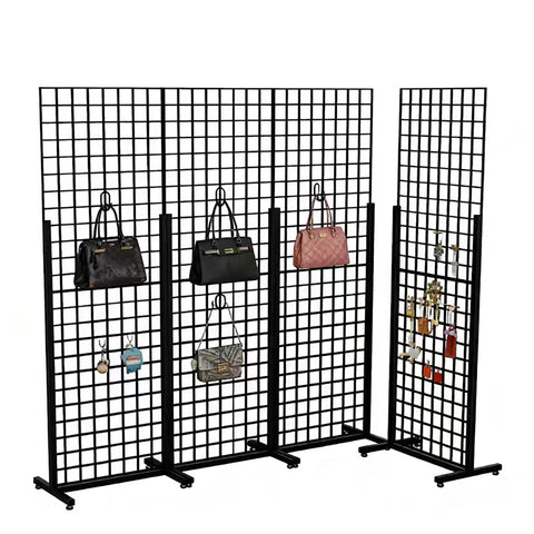 Metal Stand Gridwall Display Sturdy Metel Wire Merchandiser Rack Floor Stand (10054+15809)X4PK