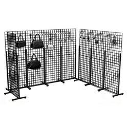 Metal Stand Gridwall Display Sturdy Metel Wire Merchandiser Rack Floor Stand (10054+15809)X8PK