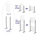 Acrlic Plexiglass Shield Sneeze Guard 24x36 Landscape Portrait Floor Stand 2x10064+10054