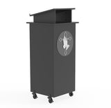 Black Wood Podium Pulpit Lectern Event Debate Speech School Mobile Wheel Castors