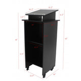 Black Wood Podium Pulpit Lectern Event Debate Speech School Mobile Wheel Castors