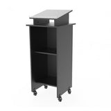 Black Wood Podium Pulpit Lectern Event Debate Speech School Mobile Wheel Castors