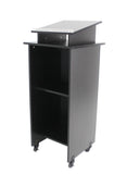 Black Wood Podium Pulpit Lectern Event Debate Speech School Mobile Wheel Castors